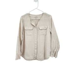 Talbots Women's Linen Blend Button Front Top - SP